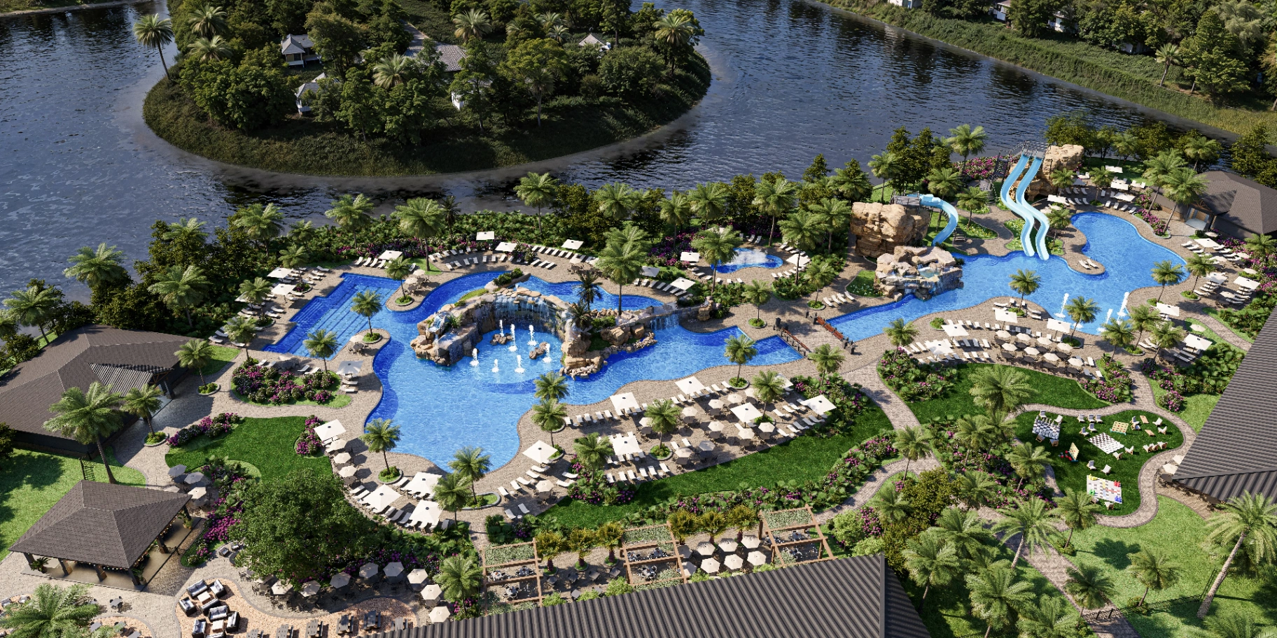 Kingston South resort-style pool rendering
